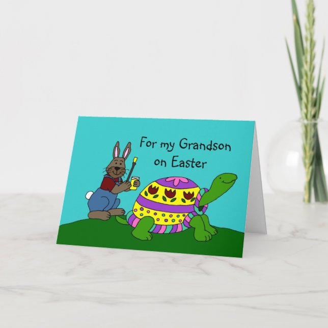 Personalised Easter card with a turtle (Front)