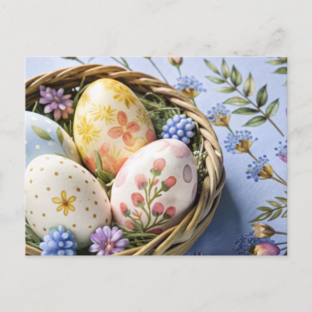 Personalised Easter card with painted eggs (Front)
