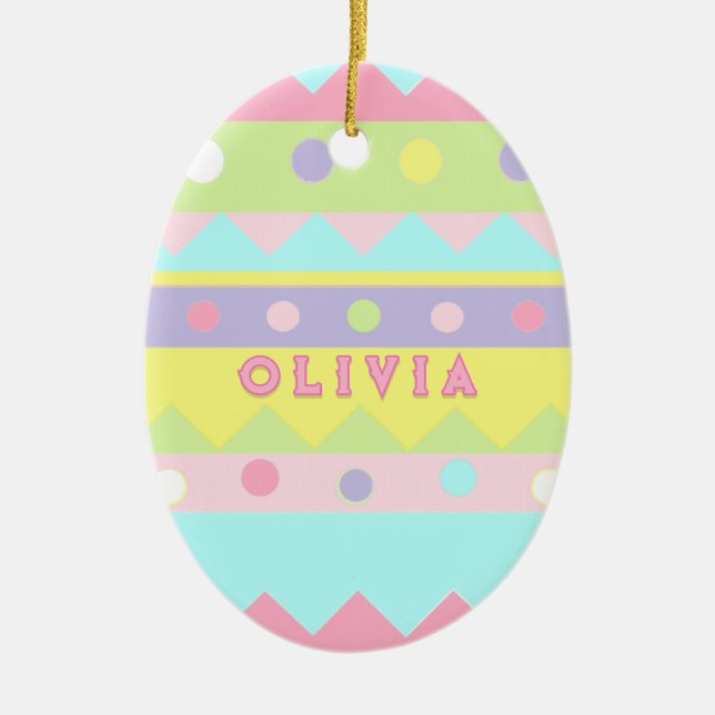 Personalised Easter Egg Ceramic Tree Decoration (Front)
