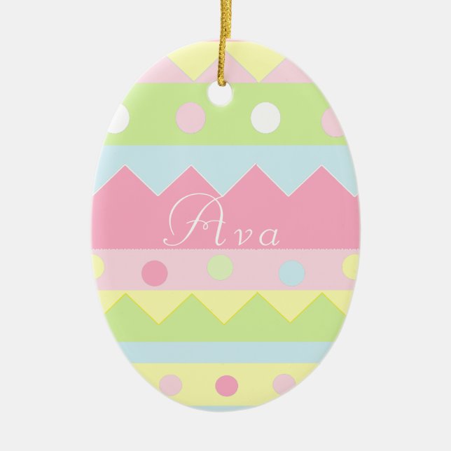 Personalised Easter Egg Gift Ceramic Tree Decoration (Front)