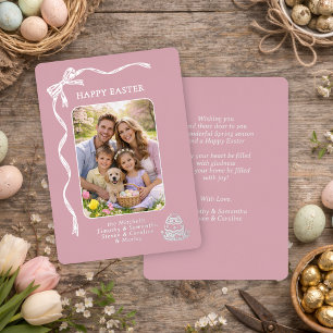 Personalised Easter Family Photo Silver Ribbon Bow