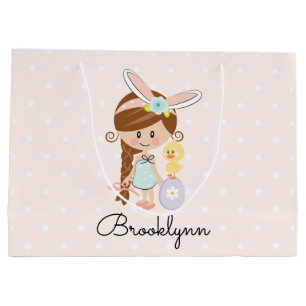 Personalised Easter Gift Bag Bunny Ears Brunette