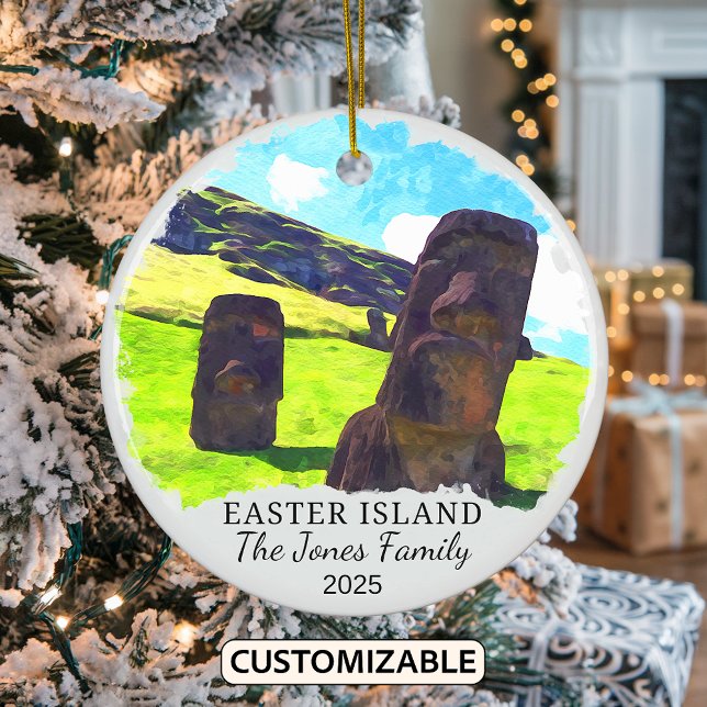 Personalised Easter Island Ornament, Chile Ceramic Tree Decoration (Creator Uploaded)