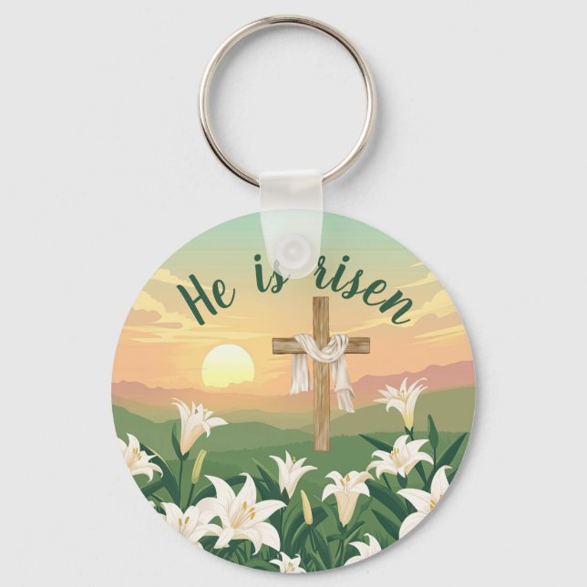 Personalised Easter sunrise Christian cross  Key Ring (Front)