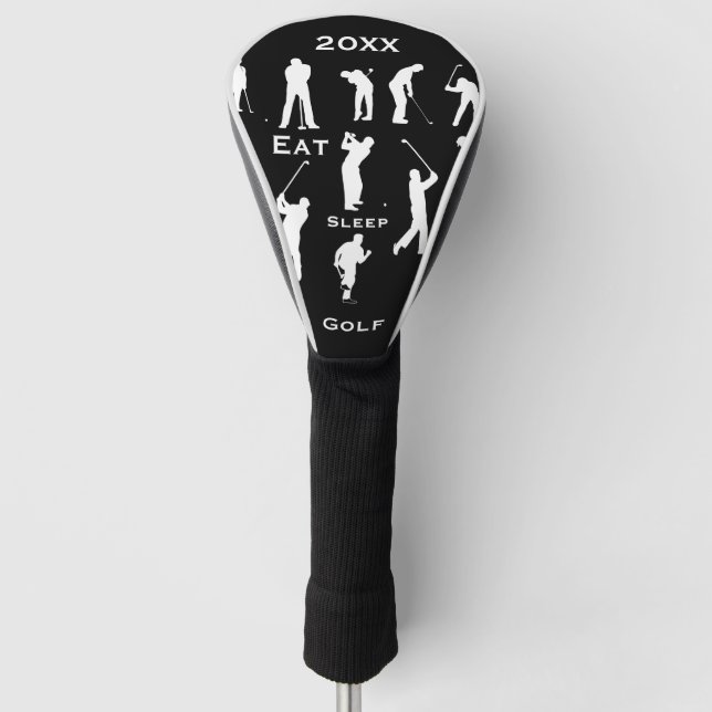 Personalised Eat Sleep Golf Date with Current Year Head Cover (Front)