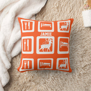 Personalised Eat Sleep Hunt 1st Deer Keepsake Cushion