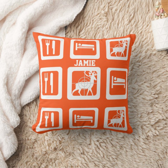 Personalised Eat Sleep Hunt 1st Deer Keepsake Cushion (Blanket)
