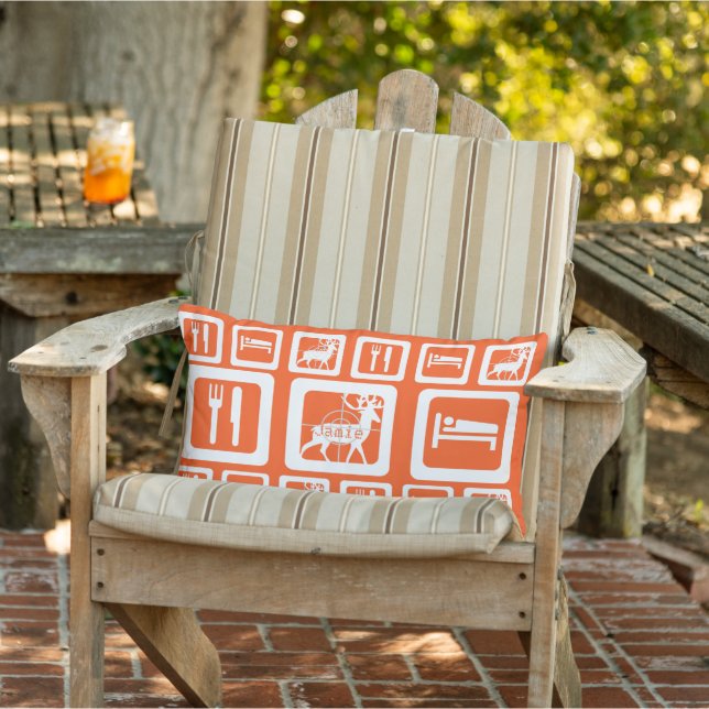 Personalised Eat Sleep Hunt Orange Pillow (Chair)