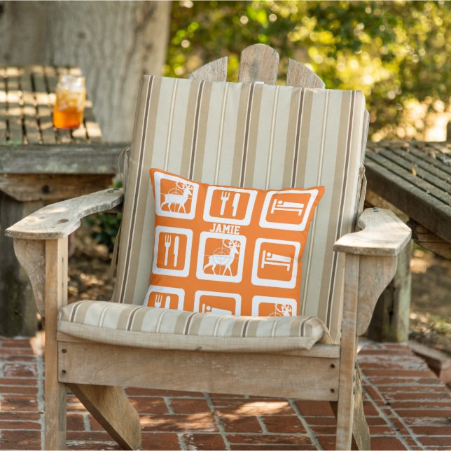 Personalised Eat Sleep Hunt Orange Pillow (Chair)