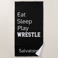 Personalised Eat, Sleep, Play Wrestle Beach Towel