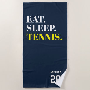 Personalised Eat Sleep Tennis Beach Towel
