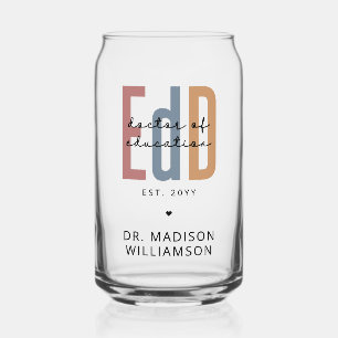 Personalised EdD Doctor Of Education Graduation Can Glass