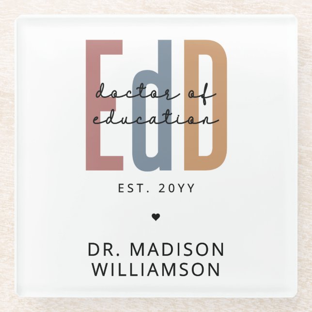 Personalised EdD Doctor Of Education Graduation Glass Coaster (Front)