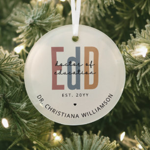 Personalised EdD Doctor Of Education Graduation Glass Tree Decoration