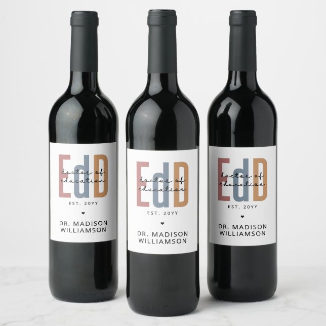 Personalised EdD Doctor Of Education Graduation Wine Label (Bottles)