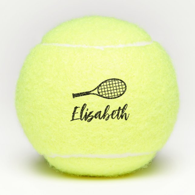 Personalised Edgy Modern Script Name  Tennis Balls (Front)