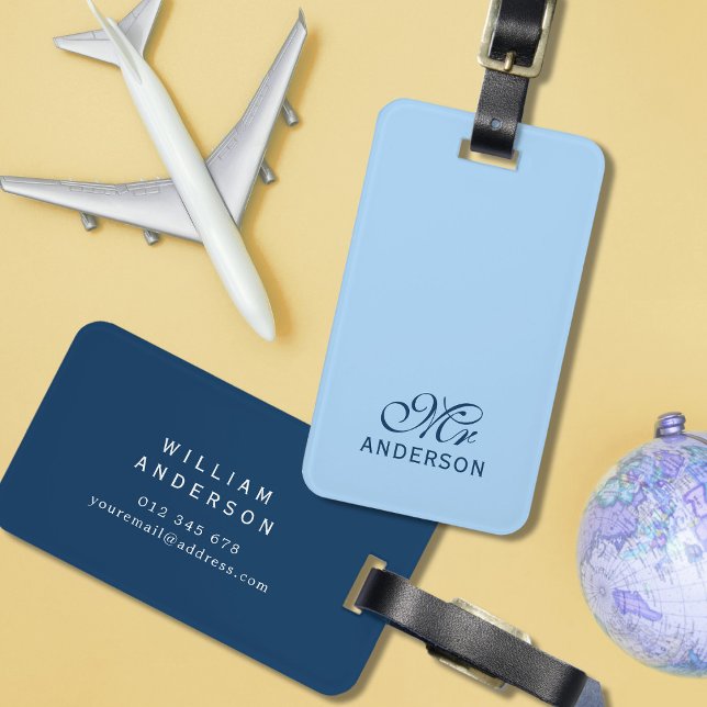 Personalised Editable Colours Elegant Script Mr Luggage Tag (Creator Uploaded)