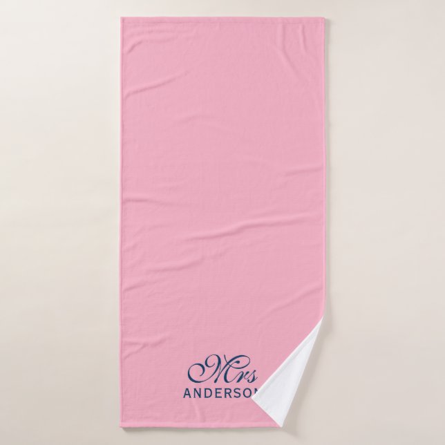 Personalised Editable Colours Elegant Script Mrs Bath Towel Set (Bath Towel)
