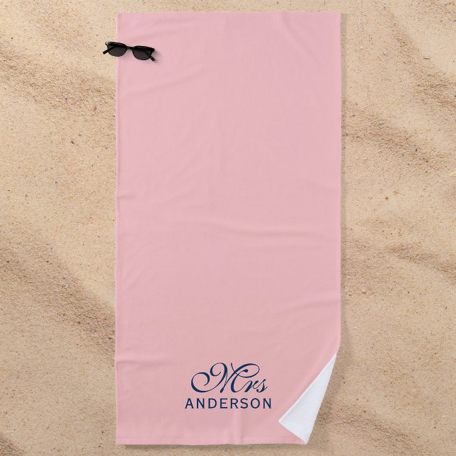 Personalised Editable Colours Elegant Script Mrs Beach Towel (Creator Uploaded)