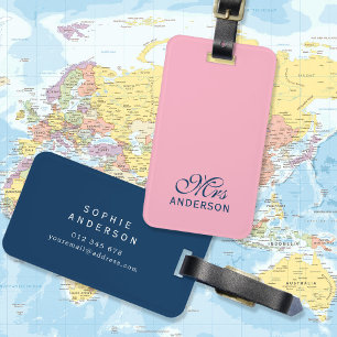 Personalised Editable Colours Elegant Script Mrs Luggage Tag