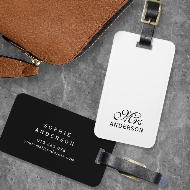 Personalised Editable Colours Elegant Script Mrs Luggage Tag (Creator Uploaded)