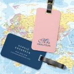 Personalised Editable Colours Elegant Script Mrs Luggage Tag<br><div class="desc">Travel in style with this luggage tag featuring the word "Mrs" in elegant script on the front. Click customise to change background colour of both sides. Personalise it by replacing the placeholder text. For more options such as to change the font and it's size/colour or the spacing between letters click...</div>