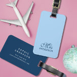 Personalised Editable Colours Elegant Script Mrs Luggage Tag<br><div class="desc">Travel in style with this luggage tag featuring the word "Mrs" in elegant script on the front. Click customise to change background colour of both sides. Personalise it by replacing the placeholder text. For more options such as to change the font and it's size/colour or the spacing between letters click...</div>