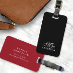 Personalised Editable Colours Elegant Script Mrs Luggage Tag<br><div class="desc">Travel in style with this luggage tag featuring the word "Mrs" in elegant script on the front. Click customise to change background colour of both sides. Personalise it by replacing the placeholder text. For more options such as to change the font and it's size/colour or the spacing between letters click...</div>