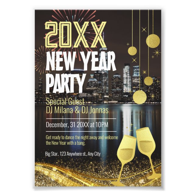 Personalised Editable New Year Party Photo Print (Front)