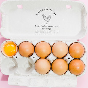 Personalised Egg Carton Rustic Family Farm  Rubber Stamp