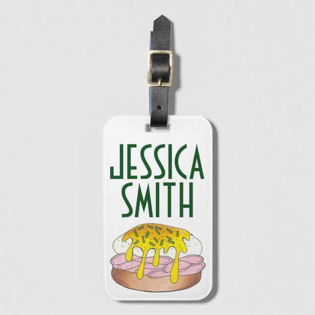 Personalised Eggs Benedict Breakfast Food Diner Luggage Tag (Front Vertical)