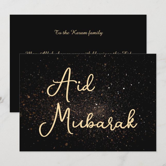 Personalised Eid Mubarak Modern card (Front/Back)