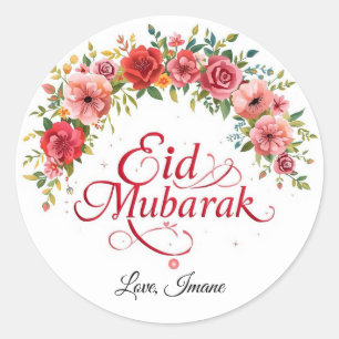 Personalised Eid Mubarak Muslim Classic Round  Sticker