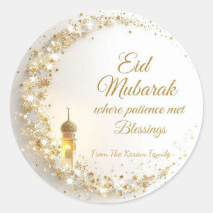 Personalised Eid Mubarak Muslim modern  Classic Round Sticker