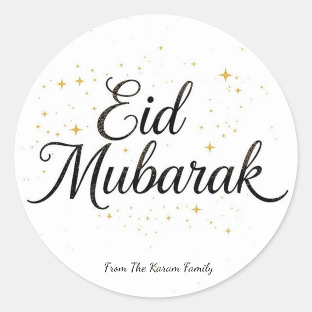 Personalised Eid Mubarak Muslim modern Classic  Round Sticker (Front)