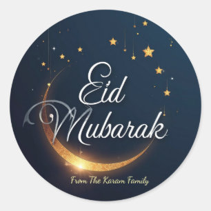 Personalised Eid Mubarak Muslim modern  Classic Round Sticker
