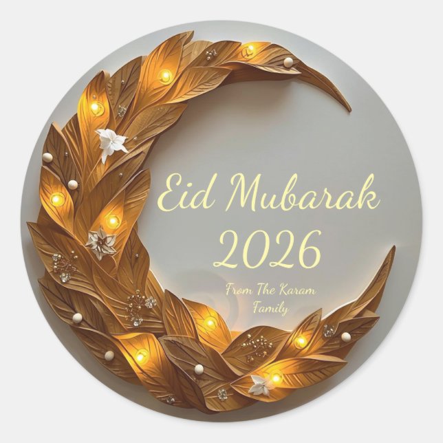Personalised Eid Mubarak Muslim Stickers Gifts (Front)