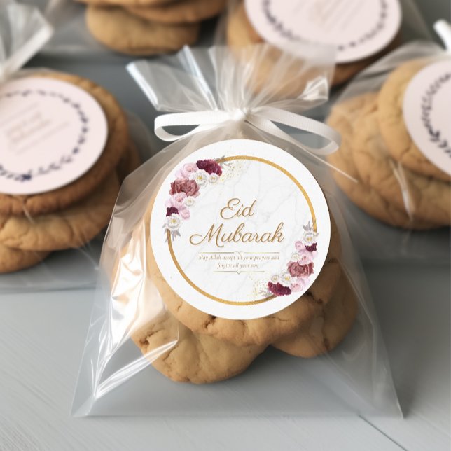 Personalised Eid Mubarak Pink Flower Sticker (Creator Uploaded)