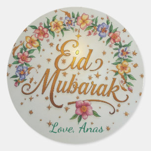 Personalised Eid Mubarak Round Stickers