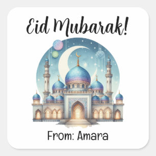 Personalised Eid Mubarak Square Stickers
