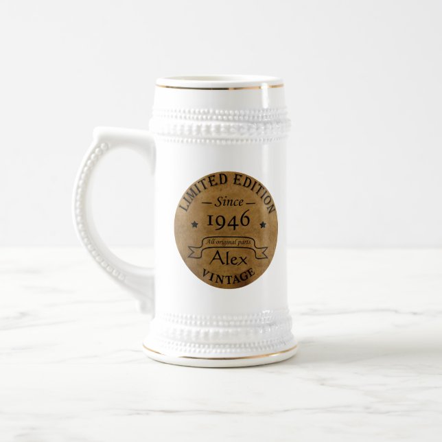 Personalised eighty five vintage 85th birthday beer stein (Left)