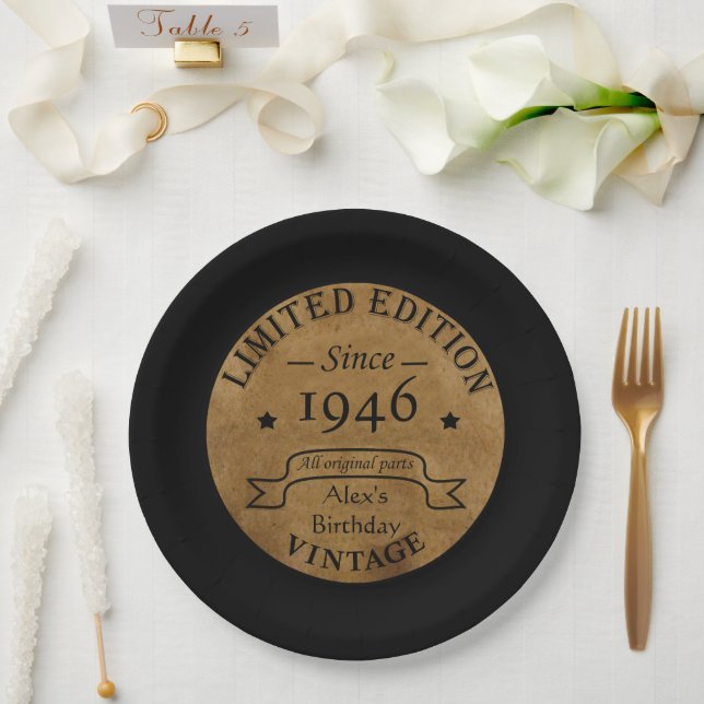 Personalised eighty five vintage 85th birthday paper plate (Wedding)