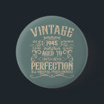 Personalised eighty vintage 80th birthday party 6 cm round badge<br><div class="desc">Make your birthday special with this unique design. Add a touch of sophisticated elegance to your birthday celebration with our exquisite, one-of-a-kind designs. These graphics bring sophistication and originality to any product, creating a memorable and stylish gift. They are perfect for those who appreciate a touch of timeless glamour on...</div>