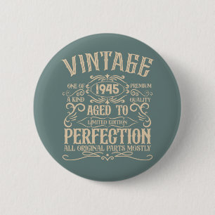 Personalised eighty vintage 80th birthday party 6 cm round badge