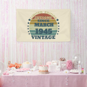 Personalised eighty vintage 80th birthday party banner