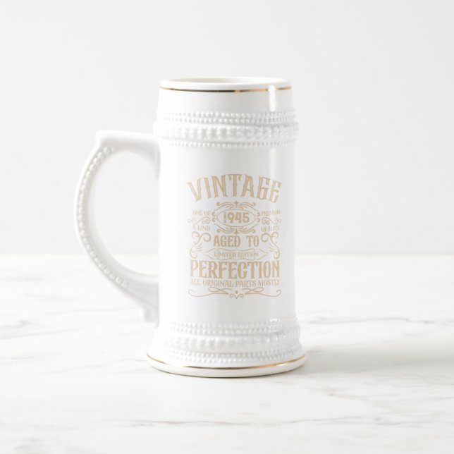 Personalised eighty vintage 80th birthday party beer stein (Left)