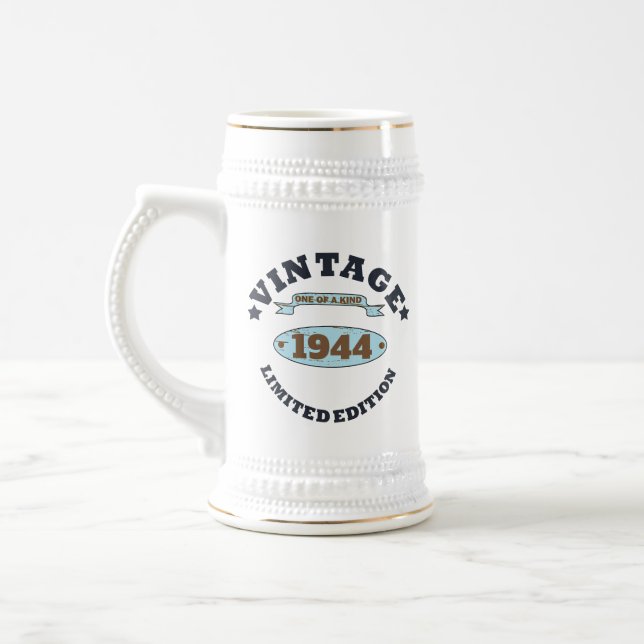 Personalised eighty vintage 80th birthday party beer stein (Left)