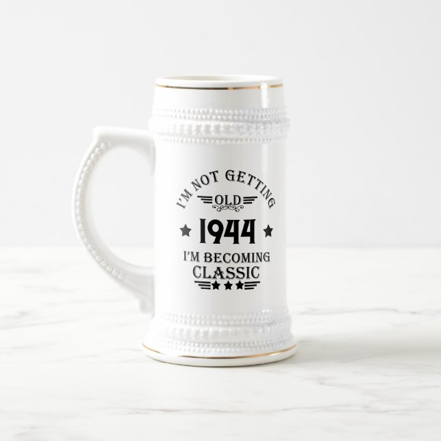 Personalised eighty vintage 80th birthday party beer stein (Left)