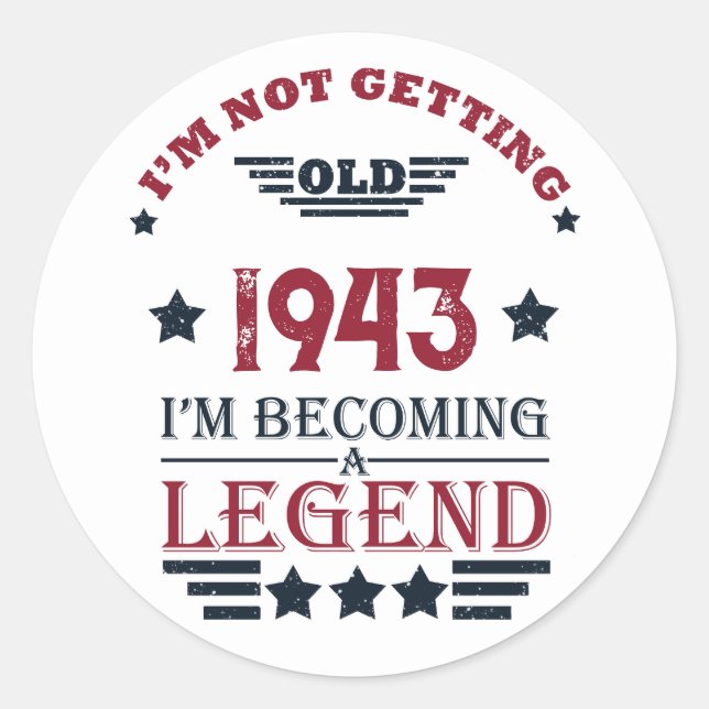 Personalised eighty vintage 80th birthday party classic round sticker (Front)