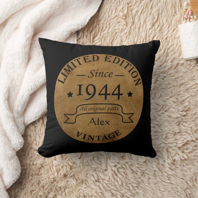 Personalised eighty vintage 80th birthday party cushion (Blanket)